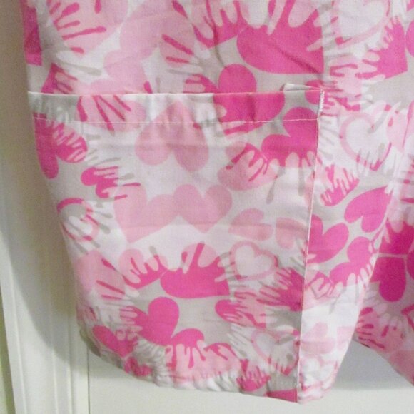 Pink Heart Pattern Womens Scrub Top Large Work& Wear Valentine - Picture 4 of 6